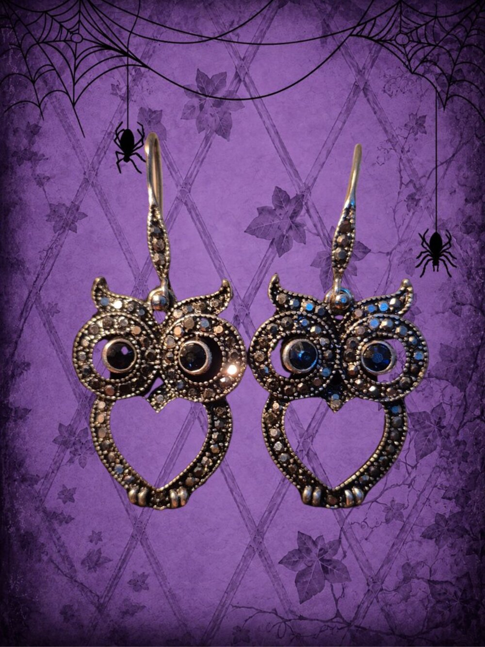 Beyond Midnight 🦉🧚‍♀️ Owl Silver Tone Dangle Earrings with Marcasite